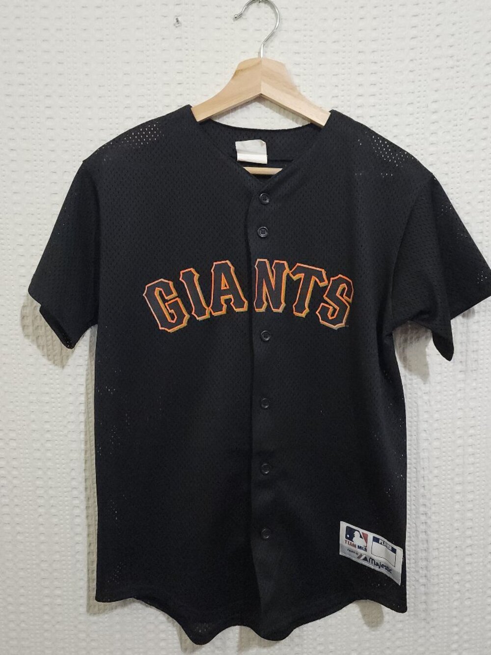Vintage San Francisco Giants Jersey Majestic Black Mesh MLB Button Up Size Small - Picture 2 of 14